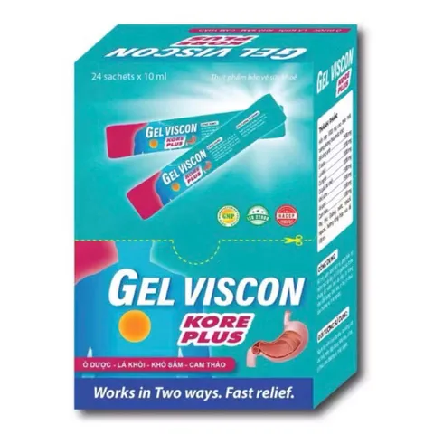 Gel dạ dày Gel Viscon Kore Plus (Hộp 24 gói) Hỗ trợ giảm tiết acid dịch vị, bảo vệ lớp niêm mạc dạ dày và tá tràng.