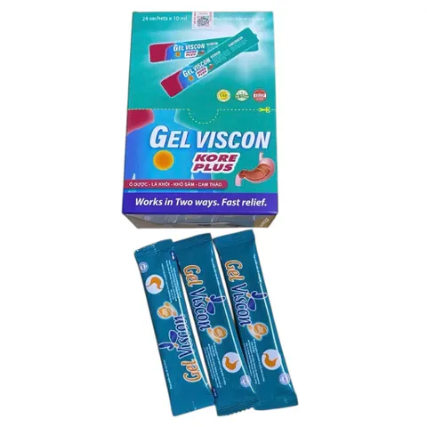 Gel dạ dày Gel Viscon Kore Plus (Hộp 24 gói) Hỗ trợ giảm tiết acid dịch vị, bảo vệ lớp niêm mạc dạ dày và tá tràng.