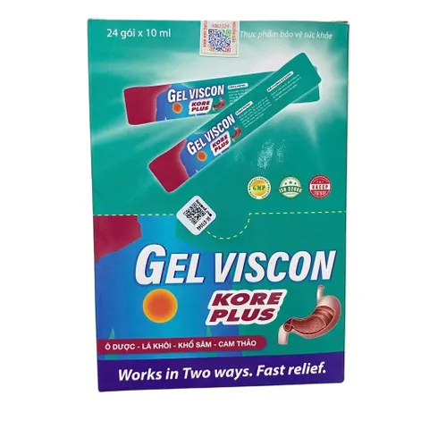 Gel dạ dày Gel Viscon Kore Plus (Hộp 24 gói) Hỗ trợ giảm tiết acid dịch vị, bảo vệ lớp niêm mạc dạ dày và tá tràng.