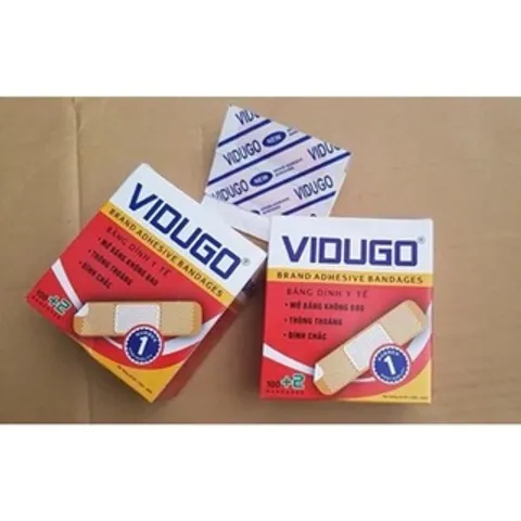 Băng keo cá nhân y tế VIDUGO (hộp 100 miếng) - An Toàn, Dính chắc, Thông thoáng, Mở băng không đau, Dễ sử dụng