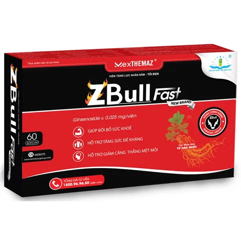 Viên uống ZBull Fast (Hộp 60 viên) Giúp bồi bổ sức khỏe, giảm căng thẳng, mệt mỏi, giúp ăn ngon miệng.