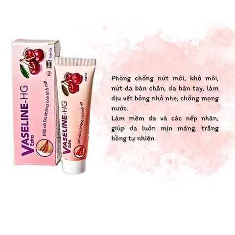 Kem dưỡng môi VASELINE - HG Extra Cherry (Tuýp 12g) Giảm nứt môi, khô môi, nứt gót chân, Làm mềm da giúp da mịn màng