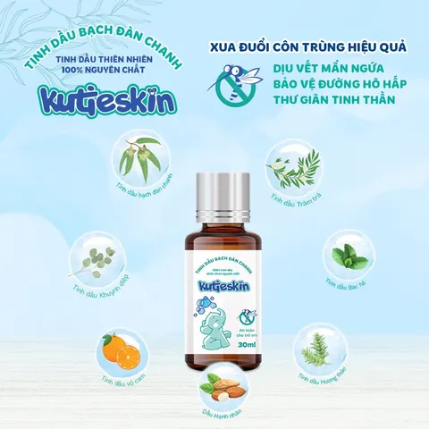 Tinh dầu Bạch đàn chanh tự nhiên Kutieskin (Chai 30ml) Giúp đuổi muỗi, côn trùng và làm nhanh dịu, lành vết muỗi đốt.