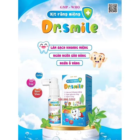 Xịt Răng Miệng Dr.Smile (Chai 30ml) Làm sạch khoang miệng, ngăn ngừa sâu răng, ngừa ố vàng.