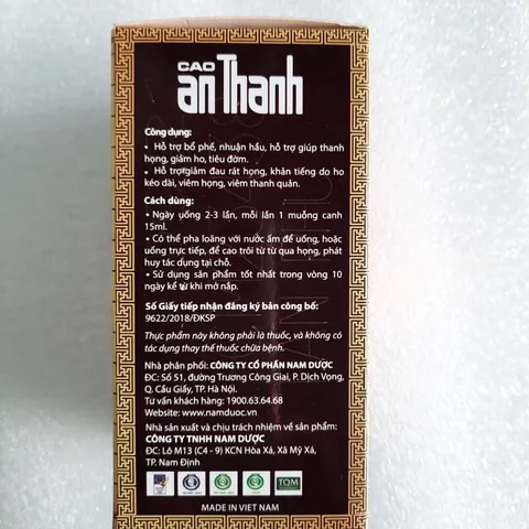 Cao An Thanh Nam Dược (Chai 100ml) Dùng cho người lớn hỗ trợ trừ ho, bổ phế, giảm rát họng, khàn tiếng.