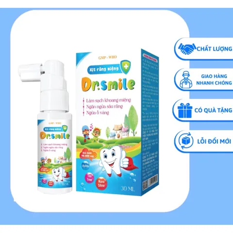 Xịt Răng Miệng Dr.Smile (Chai 30ml) Làm sạch khoang miệng, ngăn ngừa sâu răng, ngừa ố vàng.