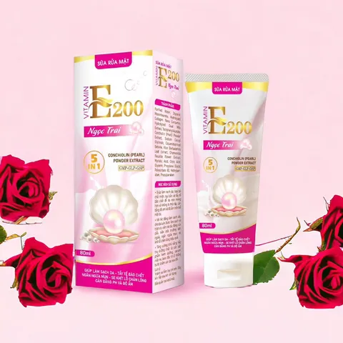 SỮA RỬA MẶT VITAMIN E200 NGỌC TRAI 5 in 1 (Tuýp 80ml) GIÚP SẠCH DA, TẨY TẾ BÀO CHẾT, NGĂN NGỪA MỤN, SE KHÍT LỖ CHÂN LÔNG