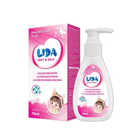 Dung dịch vệ sinh bé gái LIDA Soft & Milk (Chai 70ml) Làm sạch nhẹ nhàng, cải thiện tình trạng viêm ngứa, sạch thoáng.