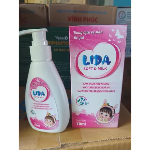 Dung dịch vệ sinh bé gái LIDA Soft & Milk (Chai 70ml) Làm sạch nhẹ nhàng, cải thiện tình trạng viêm ngứa, sạch thoáng.