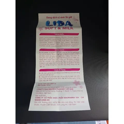 Dung dịch vệ sinh bé gái LIDA Soft & Milk (Chai 70ml) Làm sạch nhẹ nhàng, cải thiện tình trạng viêm ngứa, sạch thoáng.