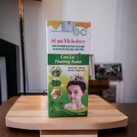 Siro bổ phế Mekobee Cao Lá Thường Xuân (Chai 100ml) Giúp bổ phế, giảm ho, làm ấm hô hấp, giảm ngứa rát họng, đau họng.