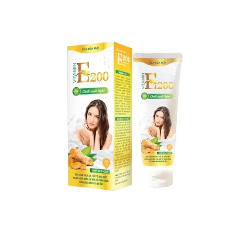 Sữa Rửa Mặt VITAMIN E200 Chiết xuất Nghệ (Tuýp 80ml) Giúp làm sạch da, loại bỏ chất nhờn, bụi bẩn và tẩy tế bào chết.