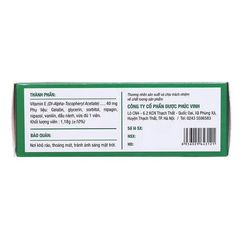 Viên uống bổ sung Vitamin E Gold PV Pharma (Hộp 30 viên) Giúp bổ sung vitamin E, chống oxy hóa, hạn chế lão hóa da.