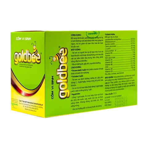 CỐM VI SINH GOLDBEE (Hộp 30 gói) Hỗ trợ giúp bổ sung men vi sinh, Vitamin, Canxi, L-Lysine và Kẽm, Sắt