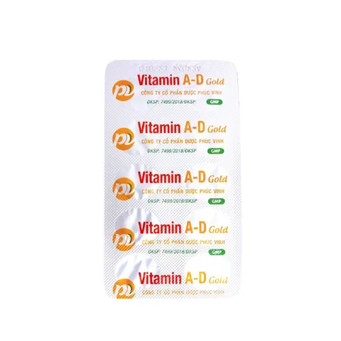 Viên uống Vitamin A-D PV Gold (Hộp 100 viên) Bổ sung vitamin A, D cho cơ thể, giảm khô mắt, quáng gà và còi xương ở trẻ.