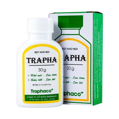 Bột khử mùi TRAPHA (Chai 30g) Giúp khử mùi, làm thơm, giảm tiết, làm khô.