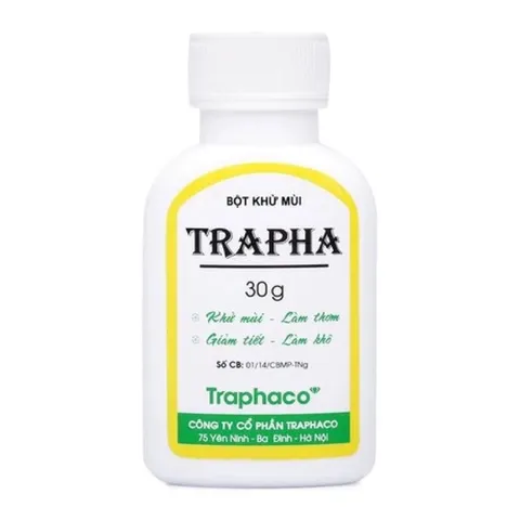 Bột khử mùi TRAPHA (Chai 30g) Giúp khử mùi, làm thơm, giảm tiết, làm khô.