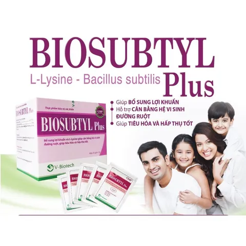 Men vi sinh dạng gói BIOSUBTYL Plus (Hộp 25 gói) Bổ sung lợi khuẩn và Lysine giúp cần bằng hệ vi sinh đường ruột.