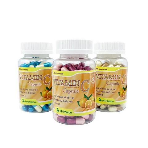 Viên uống bổ sung VITAMIN C PP.PHARCO (Chai 100 viên) Bổ sung vitamin C cho cơ thể, giúp giảm nguy cơ thiếu vitamin C