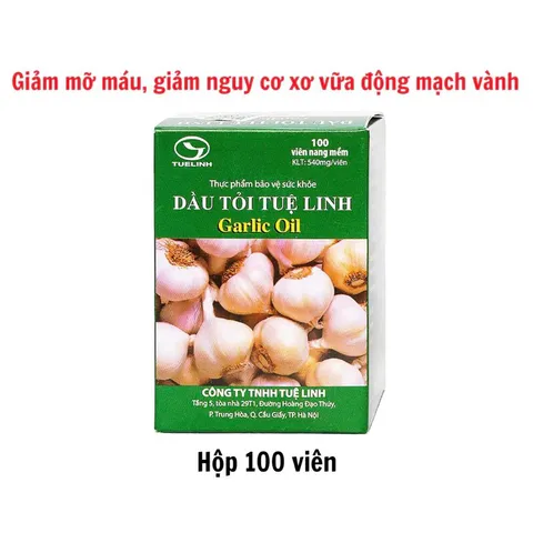 DẦU TỎI TUỆ LINH Garlic Oil (Hộp 100 viên) Hỗ trợ kiểm soát mỡ máu, mỡ gan, bảo vệ tim mạch, giúp giảm ho cảm lạnh.
