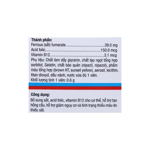 Viên uống bổ máu FEFRAROVIT (Hộp 100 viên) Bổ sung sắt, acid folic, vitamin B12, giảm nguy cơ thiếu máu do thiếu sắt.