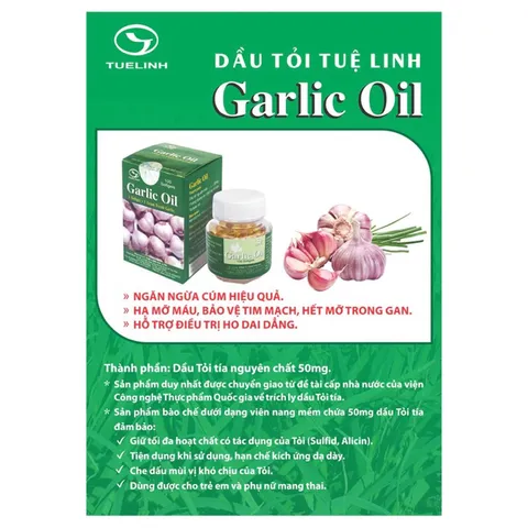 DẦU TỎI TUỆ LINH Garlic Oil (Hộp 100 viên) Hỗ trợ kiểm soát mỡ máu, mỡ gan, bảo vệ tim mạch, giúp giảm ho cảm lạnh.