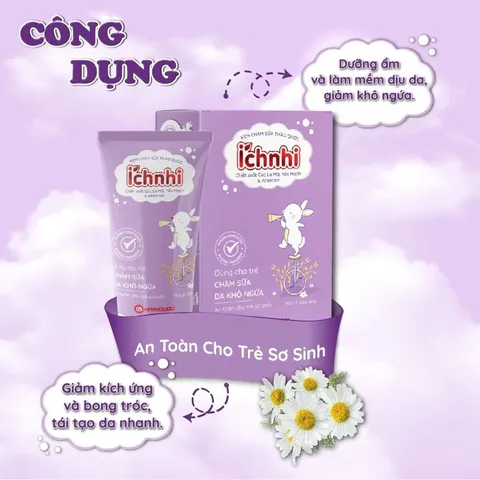 KEM CHÀM SỮA THẢO DƯỢC ÍCH NHI (Tuýp 30g) Giúp làm mềm da và làm dịu vùng da bị chàm sữa, mẩn ngứa, khô da, khó chịu.