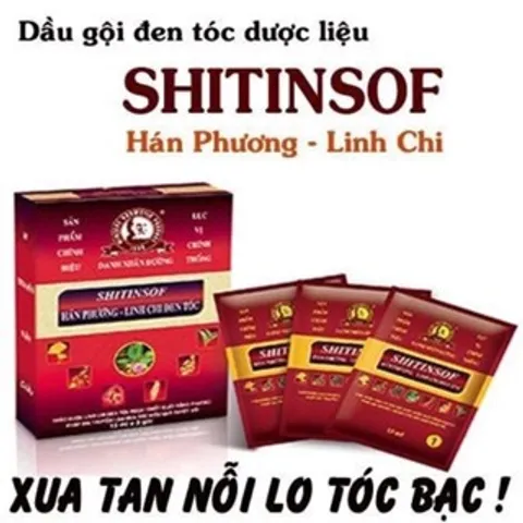 Dầu Gội SHITINSOF HÁN PHƯƠNG - LINH CHI ĐEN TÓC (Hộp 3 gói x 15ml) Bảo vệ nuôi dưỡng tóc đen bóng chắc khỏe tự nhiên