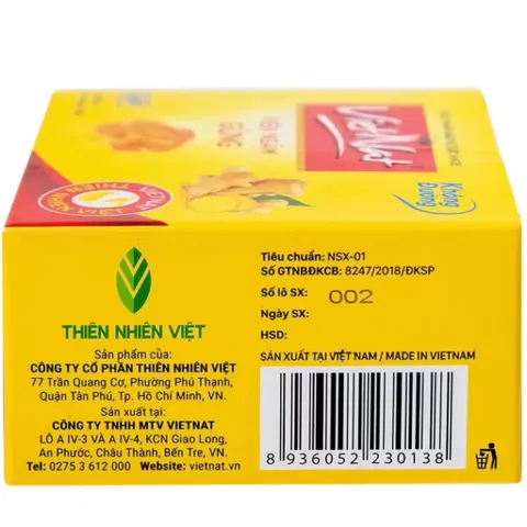 Viên Ngậm Gừng VietNat Không Đường (Hộp 20 viên) giúp làm ấm cơ thể và hỗ trợ tiêu hóa.