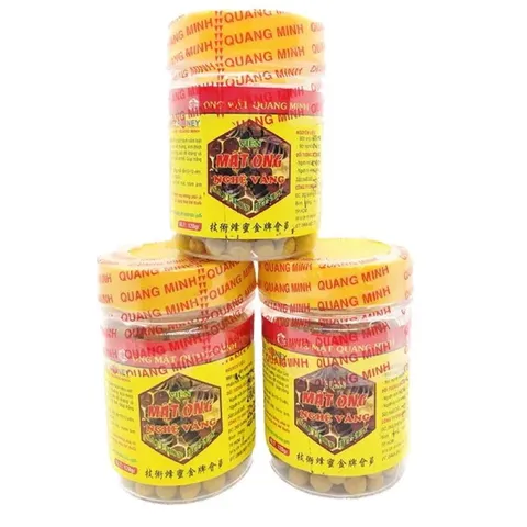 Viên Mật Ong Nghệ Vàng Quang Minh (Chai 120g) Hỗ trợ giảm viêm loét dạ dày tá tràng, đau bụng, khó tiêu.