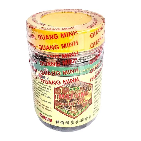 Viên Mật Ong Nghệ Vàng Quang Minh (Chai 120g) Hỗ trợ giảm viêm loét dạ dày tá tràng, đau bụng, khó tiêu.
