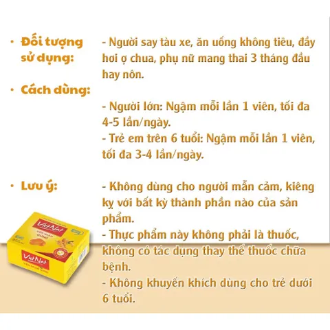 Viên Ngậm Gừng VietNat Không Đường (Hộp 20 viên) giúp làm ấm cơ thể và hỗ trợ tiêu hóa.