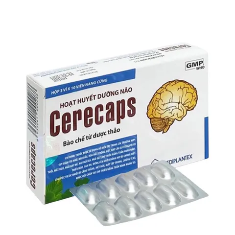 Viên uống dưỡng não Cerecaps (Hộp 30 viên) Hỗ trợ hoạt huyết, giúp giảm đau đầu, hoa mắt, chóng mặt, mất ngủ.