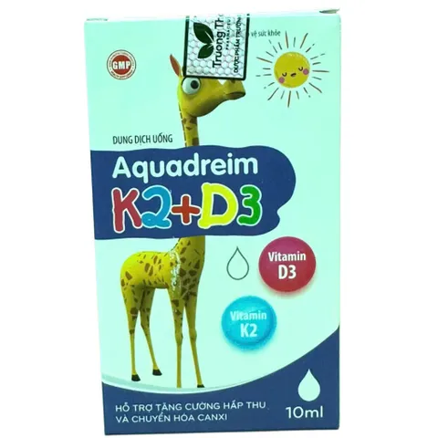 Dung dịch uống Aquadreim K2+D3 (Chai 10ml) Bổ sung Vitamin D3 và K2 để tăng hấp thu canxi, phát triển xương và răng