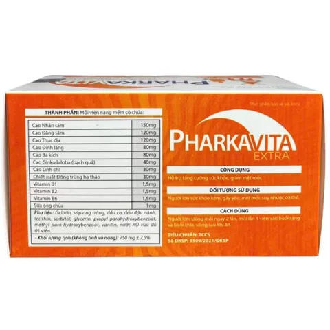 Viên uống Pharkavita Extra Vinaphar (Hộp 60 viên) Hỗ trợ tăng cường sức đề kháng, giảm mệt mỏi và nâng cao sức khỏe.
