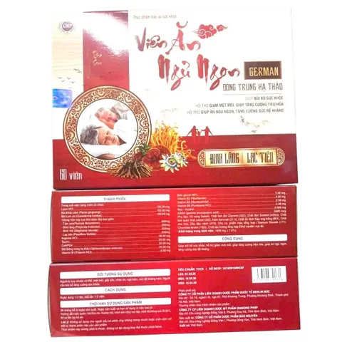 Viên Ăn Ngủ Ngon German (Hộp 60 viên) Hỗ trợ bồi bổ sức khoẻ, giúp giảm mệt mỏi, giúp ăn ngủ ngon
