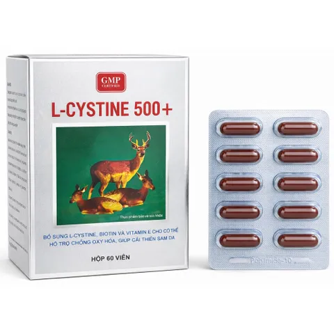 Viên uống L-CYSTINE 500+ (Hộp 60 viên) Bổ sung dưỡng chất cho móng, tóc và giúp hạn chế lão hóa da.