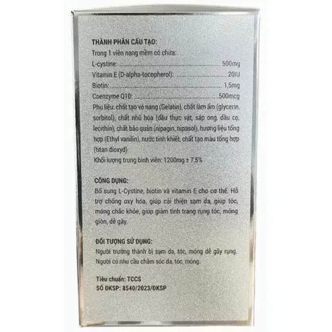 Viên uống L-CYSTINE 500+ (Hộp 60 viên) Bổ sung dưỡng chất cho móng, tóc và giúp hạn chế lão hóa da.