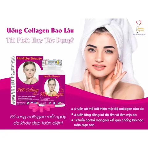 Viên uống đẹp da HB Collagen Type 1,2&3 (Hộp 120 viên) Làm cho da khỏe đẹp, săn chắc, giảm nám và tăng tính năng đàn hồi cho da.