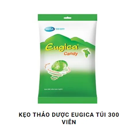 Kẹo ngậm ho thảo dược Eugica Candy (Bịch 300 viên) Thương hiệu từ Thái Lan giúp giảm ho, đau rát họng, khàn tiếng.
