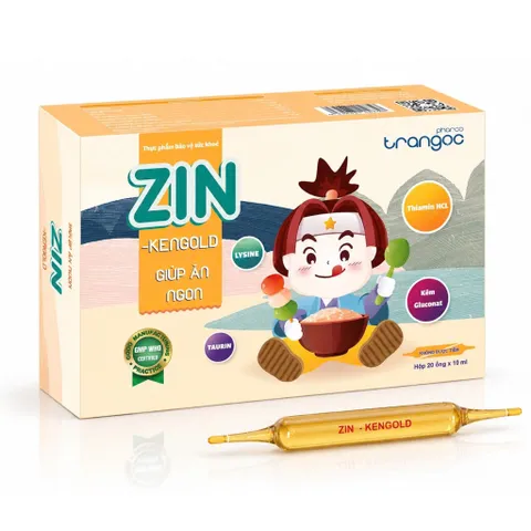 Siro bổ sung kẽm ZIN - KENGOLD (Hộp 20 ống) Hỗ trợ kích thích trẻ ăn ngon miệng và tăng cường hệ miễn dịch.