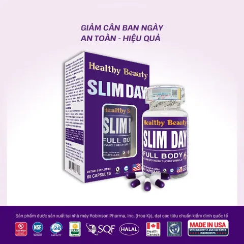 Viên uống giảm cân HB SLIM DAY (Hộp 60 viên) Hỗ trợ tăng cường chuyển hóa chất béo, giảm cân ban ngày hiệu quả