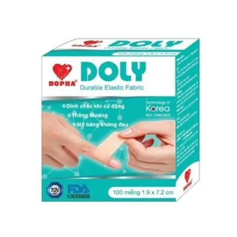 Băng keo cá nhân y tế trong suốt DOLY (Hộp 100 miếng) Dính chắc, Thông thoáng, Mở băng không đau.