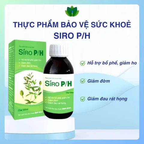 Siro Ho P/H (Chai 120ml) hỗ trợ giảm ho khan, ho có đờm và làm dịu cơn đau rát họng.
