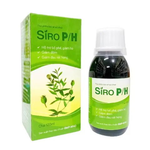 Siro Ho P/H (Chai 120ml) hỗ trợ giảm ho khan, ho có đờm và làm dịu cơn đau rát họng.