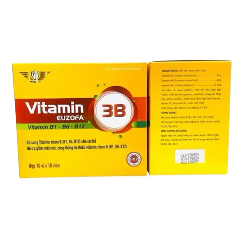 Viên uống Vitamin 3B Euzofa (Hộp 100 viên) Hỗ trợ cải thiện tình trạng suy nhược, mệt mỏi do làm việc căng thẳng