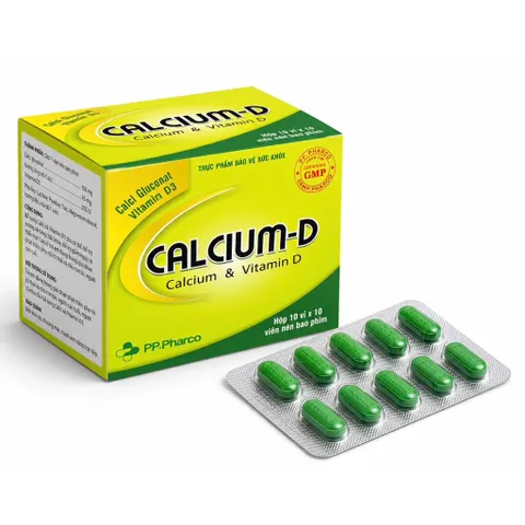 Viên uống bổ sung CALCIUM - D PP.Pharco (Hộp 100 viên) Hỗ trợ bổ sung Canxi và Vitamin D giúp xương và răng chắc khỏe