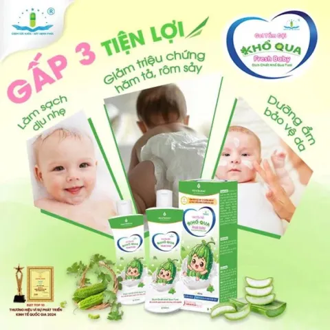 Gel Tắm Gội Khổ Qua Fresh Baby Tâm Dược (Chai 120ml) Lam sạch dịu nhẹ, ngăn ngừa rôm sảy, giúp làn da bé luôn sạch mát