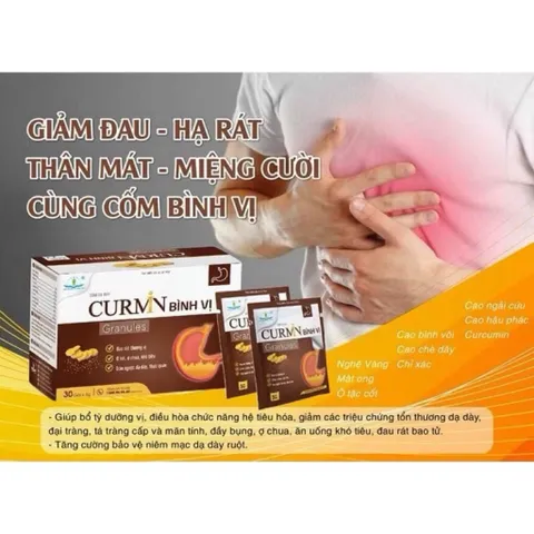 Cốm dạ dày Curmin Bình Vị (hộp 30 gói) Hỗ trợ giảm nhanh tình trạng đau rát thượng vị, ợ hơi, ợ chua, đầy bụng, khó tiêu