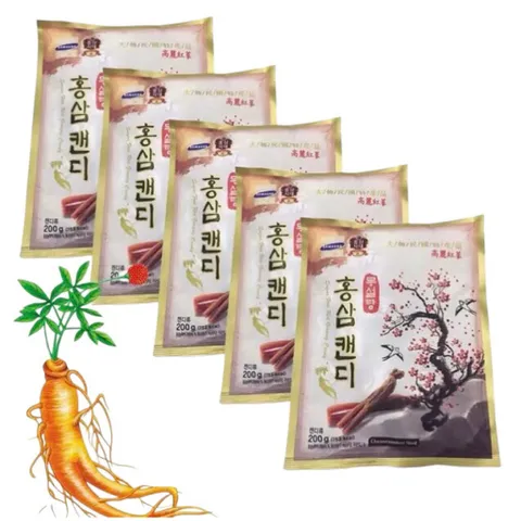 Kẹo hồng sâm không đường Hàn Quốc Cheonnyeonae Food (Bịch 200g) bồi bổ sức khỏe, giảm căng thẳng, thư giãn tinh thần